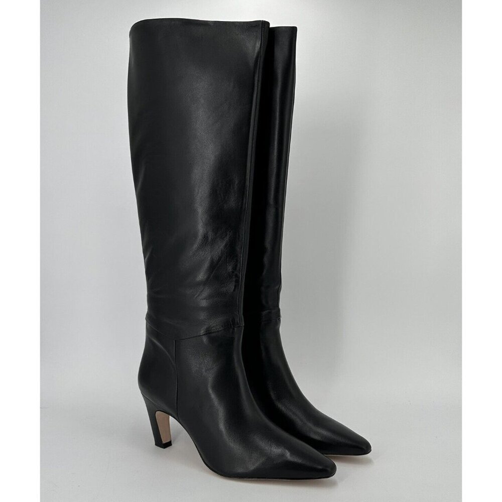 Everlane The Knee-High Banana Heel Boot in Black Leather sz 7.5 Women's Pull-on